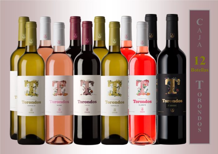 Caja12 botellas - 4 Verdejo, 2 Clarete, 2 Rosé, 2 Tinto joven y 2 Tinto 6 meses barrica